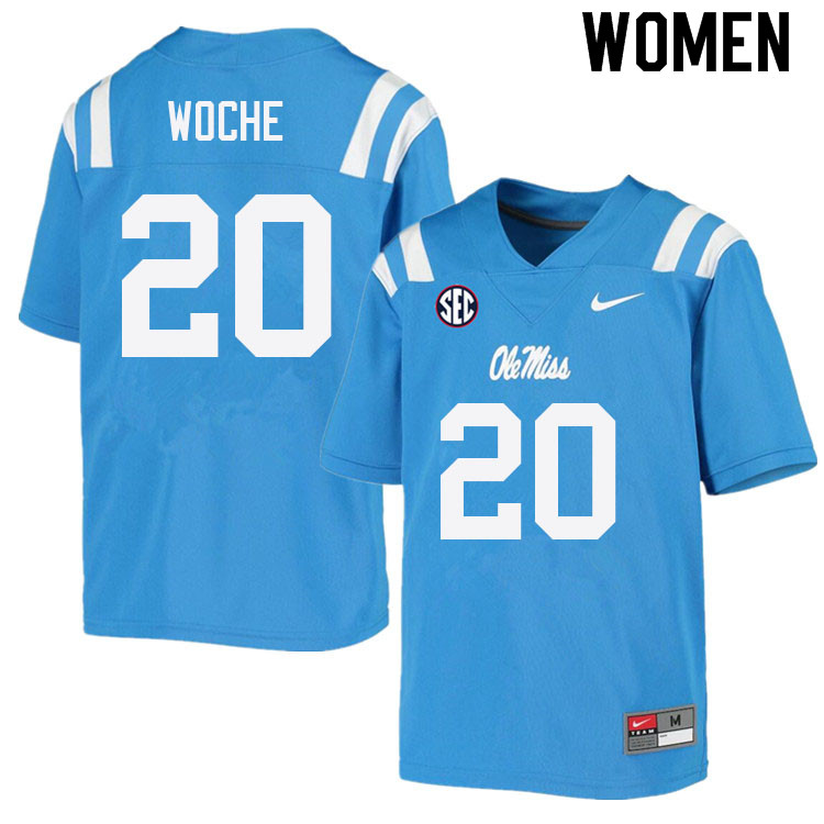 Jack Woche Ole Miss Rebels NCAA Women's Powder Blue #20 Stitched Limited College Football Jersey DUK7158BJ